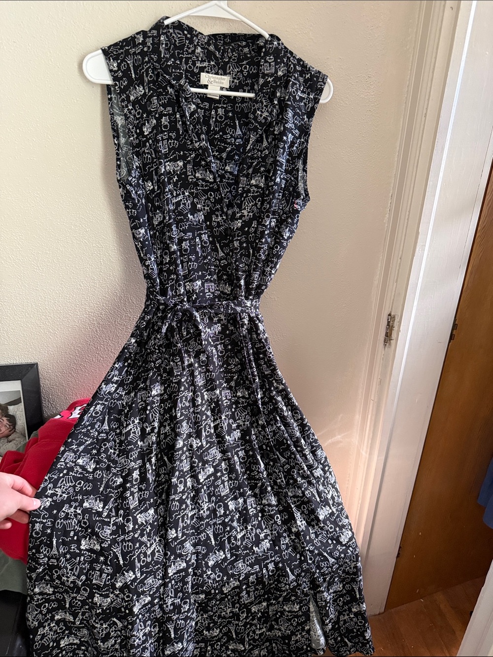 vintage Christopher & Banks Paris Travel Print Sleeveless Midi Dress